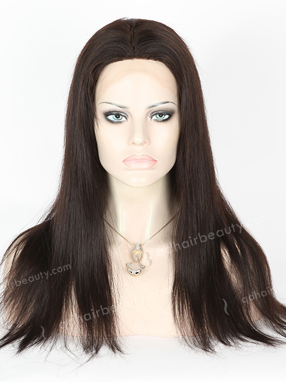 In Stock Malaysian Virgin Hair 18" Straight Natural Color Silk Top Full Lace Wig STW-317